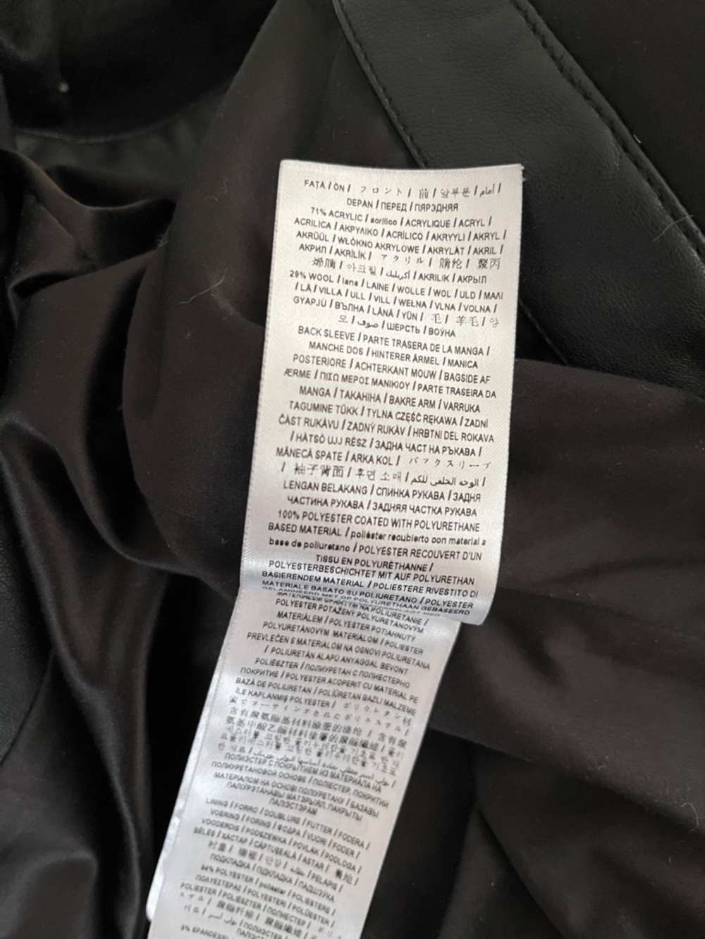 😃Guess Black Open-Front PLeather-Sleeve Draped Jacket - Picture 12 of 13